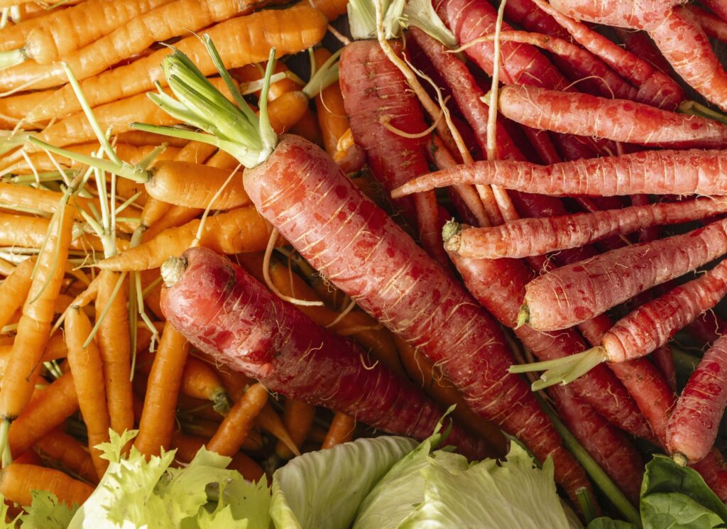 A close up look at the fresh carrots used to cook at Populus on-site restaurants